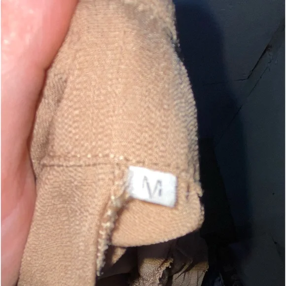 Tan Long Sleeve Dress Medium Empire Waist Collared Balloon Sleeve - Picture 6 of 6